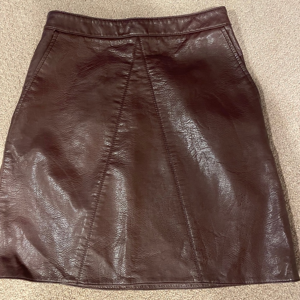 Zara maroon leather skirt